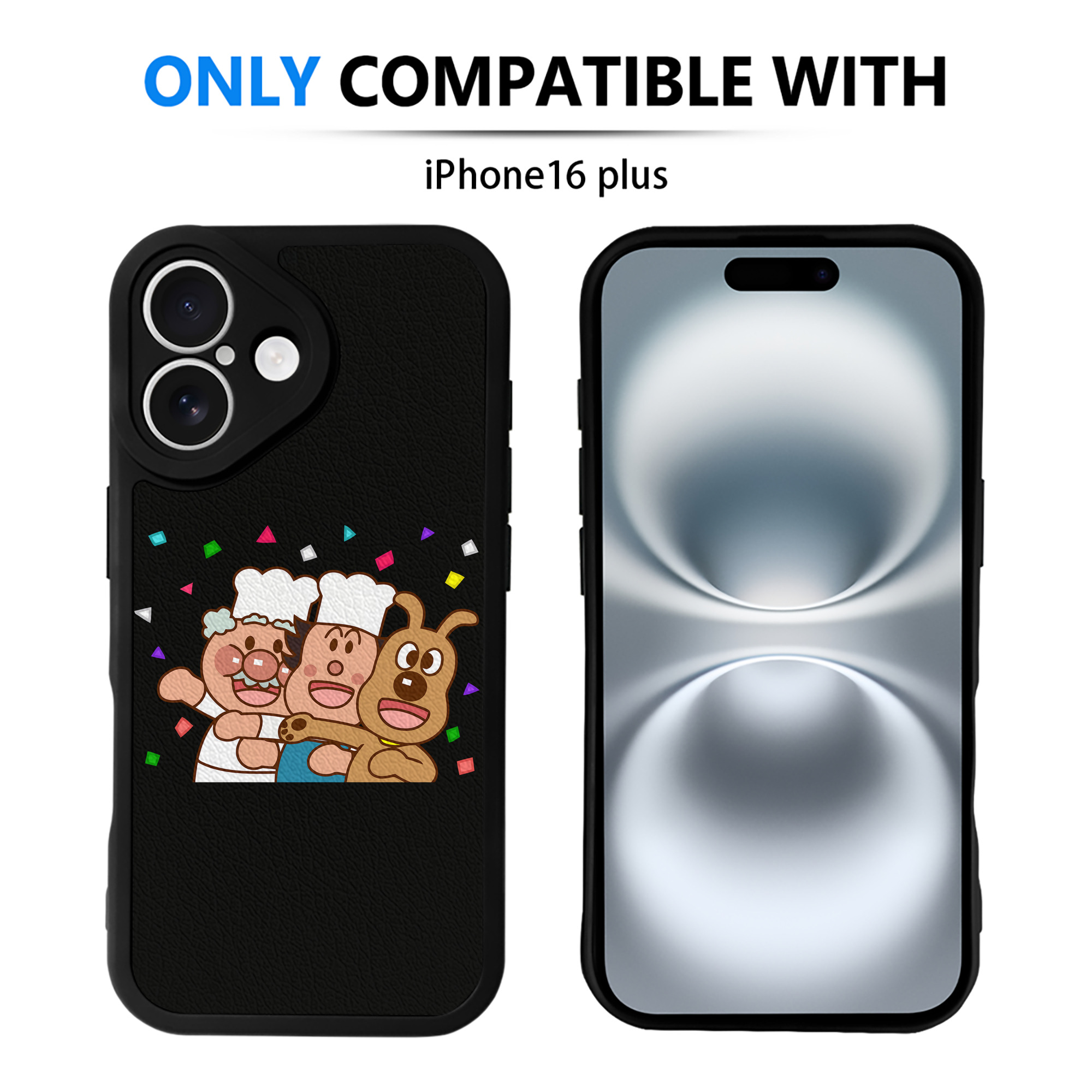 （画像用） アンパンマン Anpanman 【iPhone 16シリーズ対応】シリコンスマホケース（レザー調） 材質：シリコン